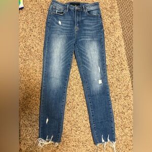 Trendy Blue Distressed Skinny Jeans